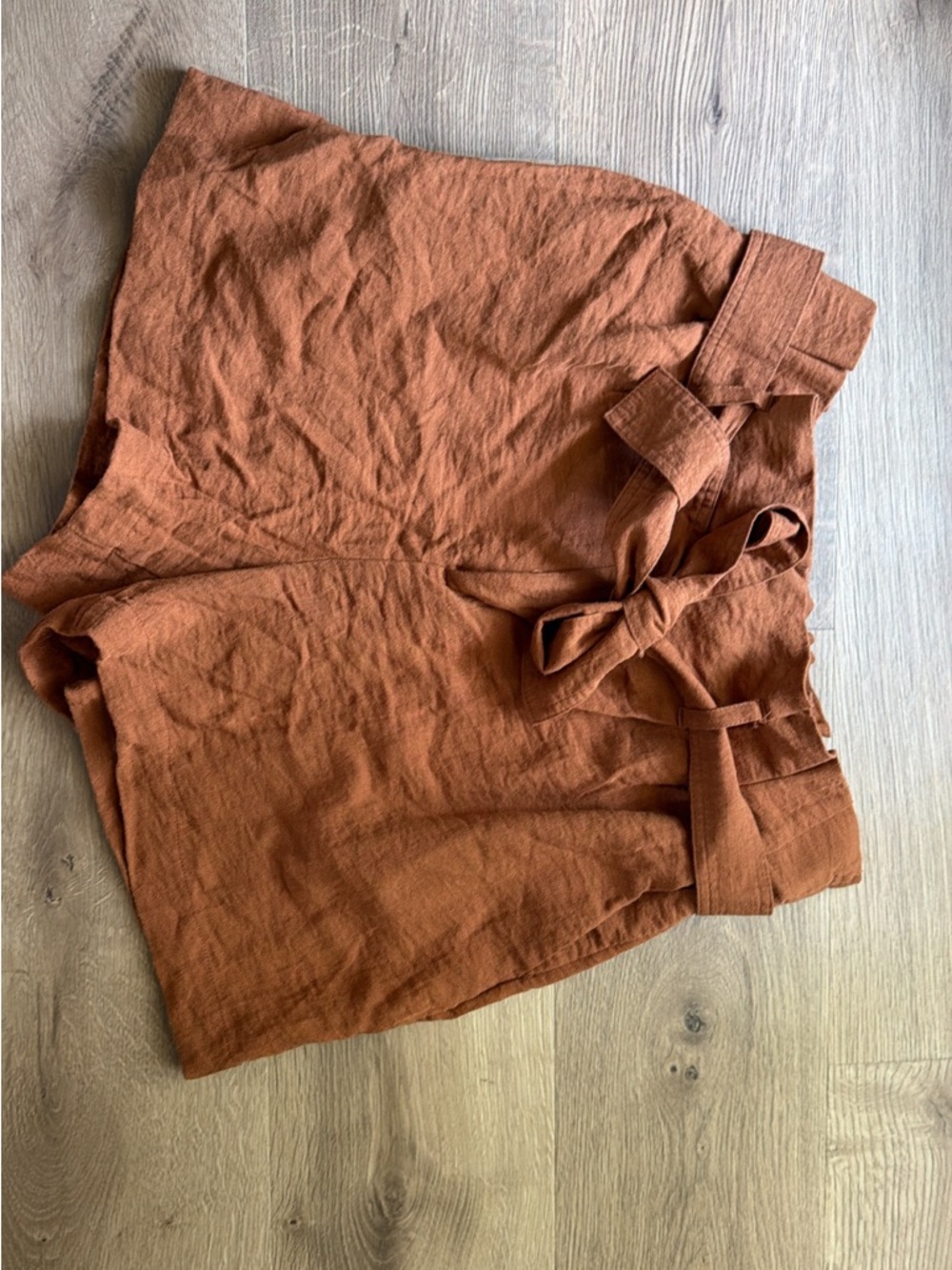 Universal Thread High-Waist Tie-Belt Linen-Blend Shorts - Rust